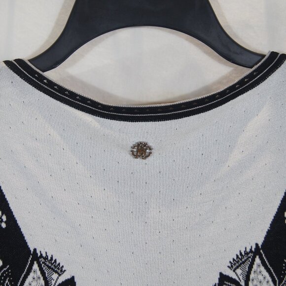 Roberto Cavalli Black White Floral Midi Dress | Italian Designer - Picture 4 of 9